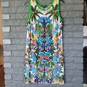 Tropical Sleeveless high-low blouse